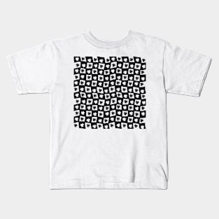 Floral Checker Board - black &amp;amp;amp; white Kids T-Shirt